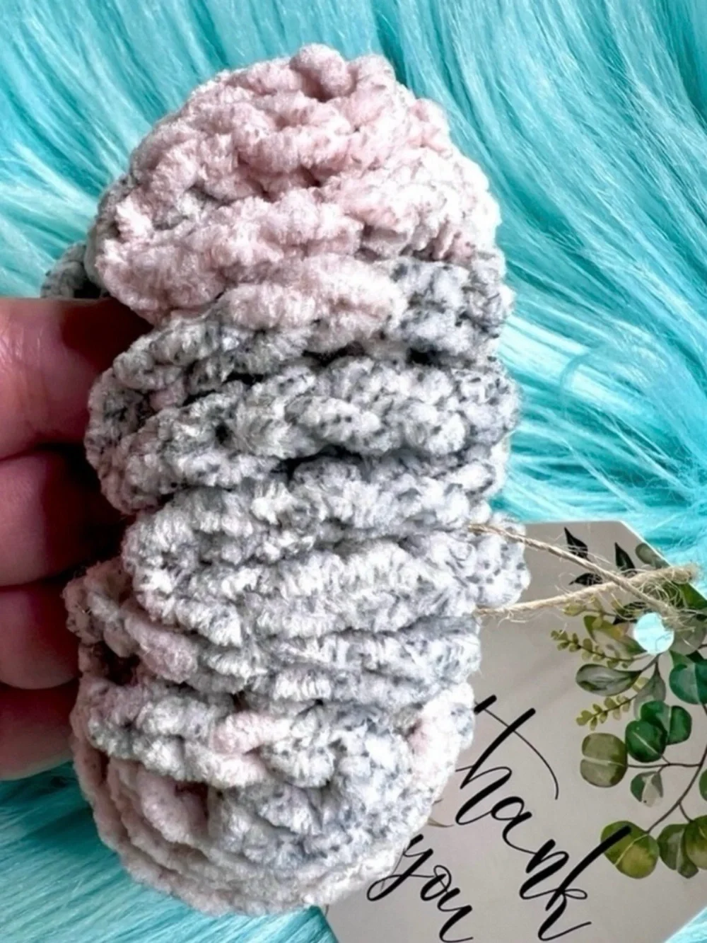 PinkRainCloud Handmade Dusty Rose Velvet Crochet Hair Scrunchie Bracelet
